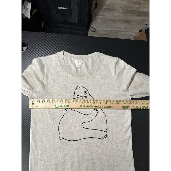 J Crew Polar Bear Graphic Knit Sweater Size XS Cream Lightweight Nature - Picture 4 of 8